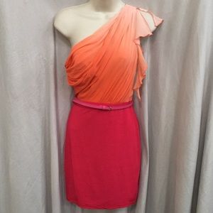 BEBE beautiful one shoulder chiffon dress!